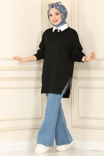 moda selvim Tunic 7220AYD574 Black - Thumbnail