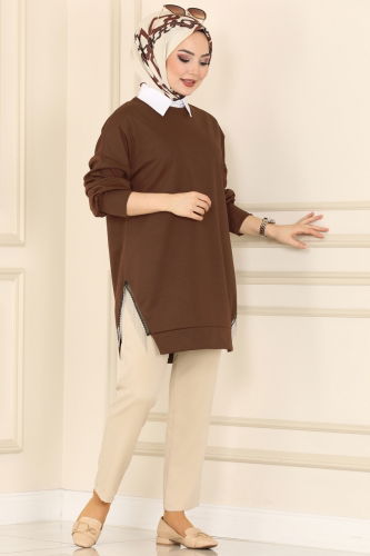 moda selvim Tunic 7220AYD574 Brown - Thumbnail