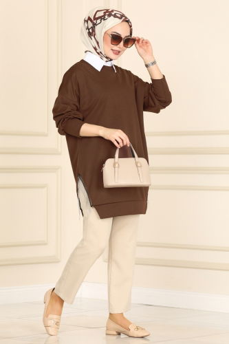 moda selvim Tunic 7220AYD574 Brown - Thumbnail