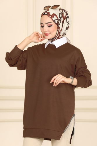 moda selvim Tunic 7220AYD574 Brown - Thumbnail