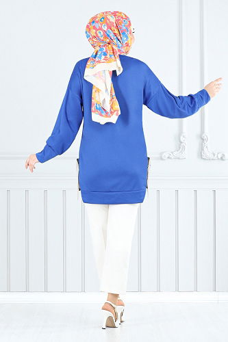 moda selvim بلوز نيلي 7220AYD969-M - Thumbnail