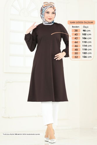 moda selvim Tunic 7777MH427 Bitter Brown - Thumbnail