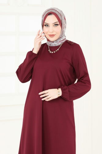 moda selvim Tunic 7777MH427 Burgundy - Thumbnail