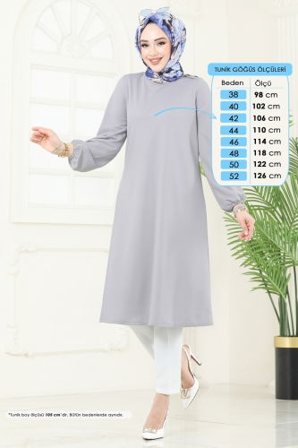 moda selvim Tunic 7777MH427 Gray - Thumbnail