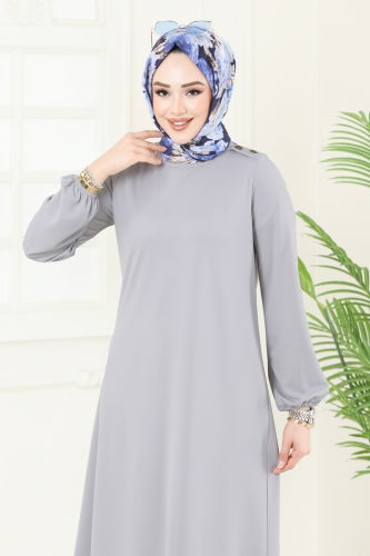 moda selvim Tunic 7777MH427 Gray - Thumbnail