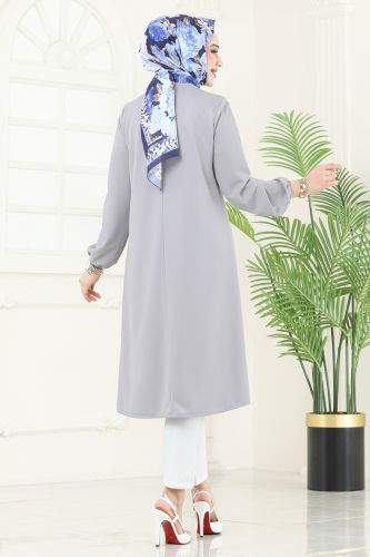 moda selvim Tunic 7777MH427 Gray - Thumbnail