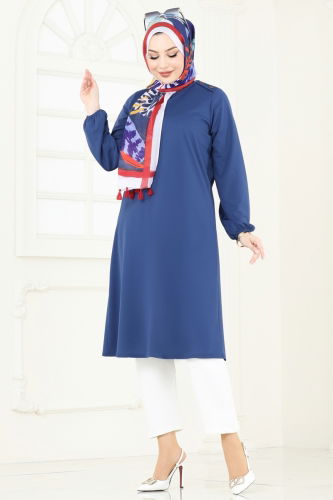 moda selvim Tunic 7777MH427 Indigo - Thumbnail