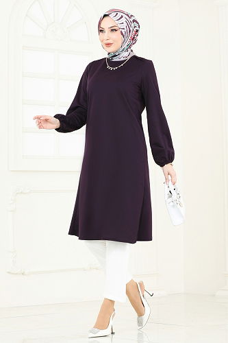 moda selvim Tunic 7777MH427 Purple - Thumbnail