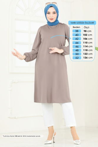 moda selvim بلوز بيج 7777MH427 - Thumbnail