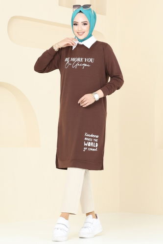 moda selvim Tunic 786OZN1046 Brown - Thumbnail