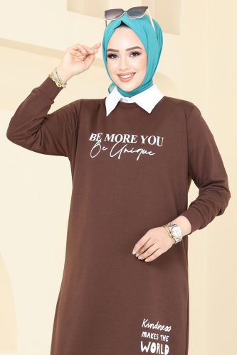 moda selvim Tunic 786OZN1046 Brown - Thumbnail