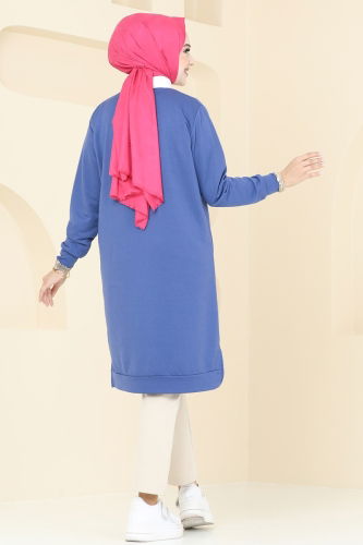 moda selvim Tunic 786OZN1046 Indigo - Thumbnail