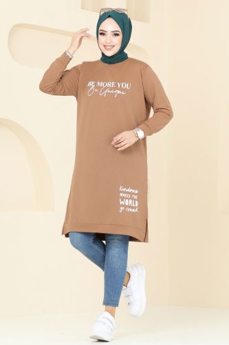 moda selvim Tunic 786OZN1046 Latte - Thumbnail