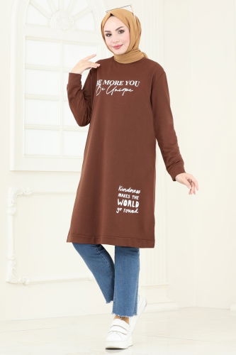 moda selvim Tunic 786OZN1046 Light Brown - Thumbnail