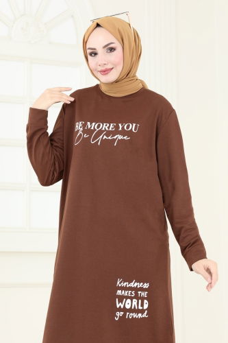 moda selvim Tunic 786OZN1046 Light Brown - Thumbnail