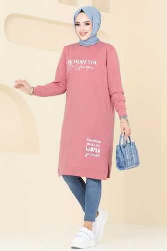 moda selvim Tunic 786OZN1046 Light Rose Dried - Thumbnail