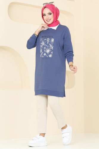 moda selvim Tunic 787OZN1046 Indigo - Thumbnail