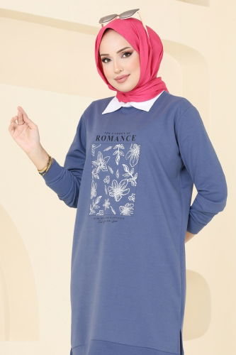 moda selvim Tunic 787OZN1046 Indigo - Thumbnail