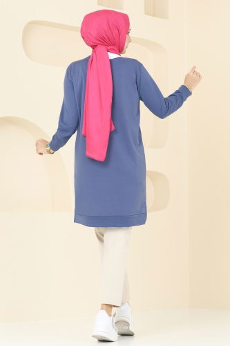 moda selvim Tunic 787OZN1046 Indigo - Thumbnail