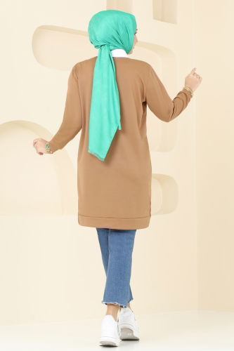 moda selvim Tunic 787OZN1046 Latte - Thumbnail