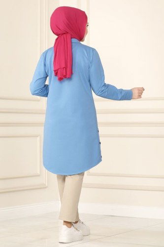 moda selvim Tunic 7886AYD574 Blue - Thumbnail
