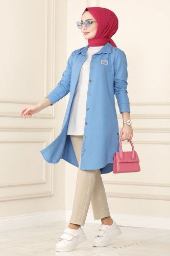 moda selvim Tunic 7886AYD574 Blue - Thumbnail