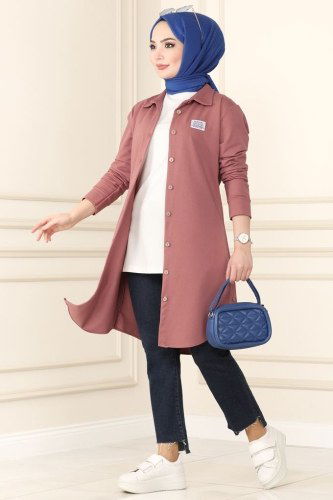 moda selvim Tunic 7886AYD574 Dried Rose - Thumbnail