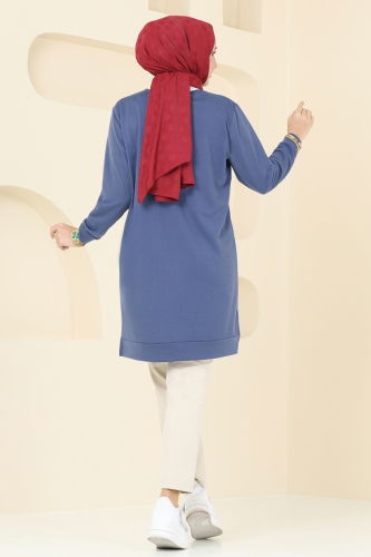 moda selvim Tunic 788OZN1046 Indigo - Thumbnail