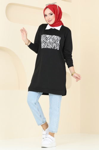 moda selvim Tunic 789OZN1046 Black - Thumbnail