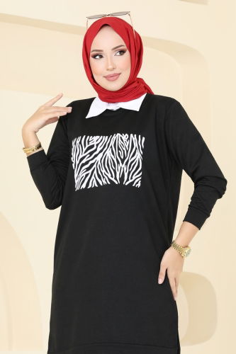 moda selvim Tunic 789OZN1046 Black - Thumbnail