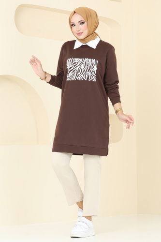 moda selvim Tunic 789OZN1046 Brown - Thumbnail