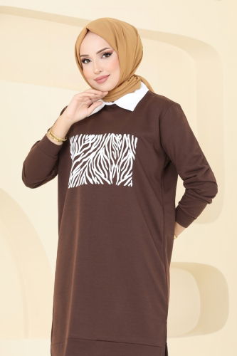 moda selvim Tunic 789OZN1046 Brown - Thumbnail