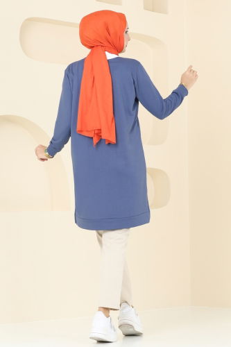 moda selvim Tunic 789OZN1046 Indigo - Thumbnail