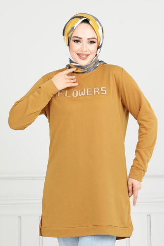 moda selvim Tunic 797OZN1046 Dark Mustard - Thumbnail