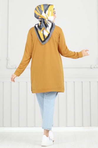 moda selvim Tunic 797OZN1046 Dark Mustard - Thumbnail