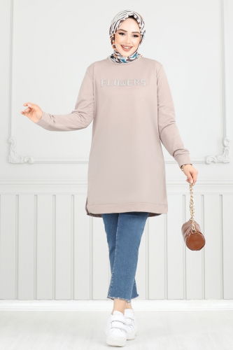 moda selvim Tunic 797OZN1046 Stone - Thumbnail