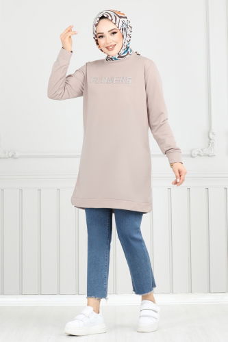 moda selvim Tunic 797OZN1046 Stone - Thumbnail