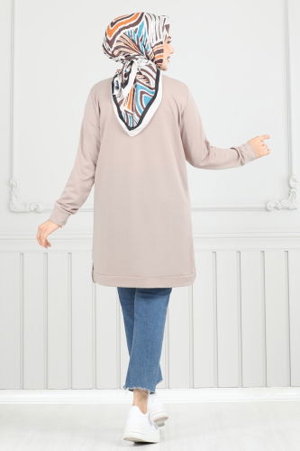 moda selvim Tunic 797OZN1046 Stone - Thumbnail