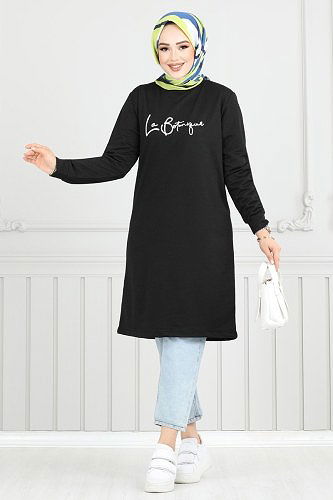 moda selvim بلوز أسود 798OZN1046 - Thumbnail