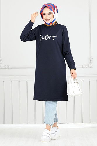 moda selvim Tunic 798OZR1047-M Navy Blue - Thumbnail