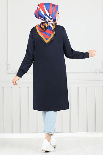moda selvim Tunic 798OZR1047-M Navy Blue - Thumbnail