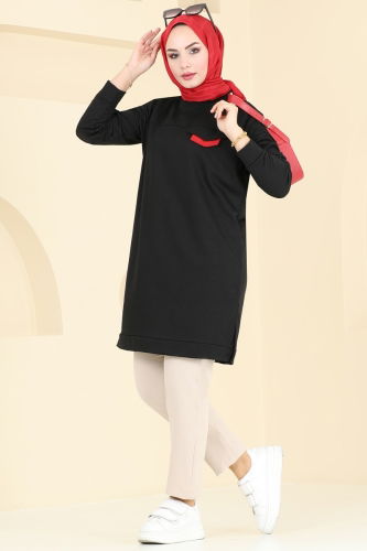 moda selvim Tunic 799OZN1046 Black - Thumbnail