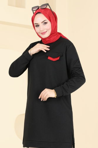 moda selvim Tunic 799OZN1046 Black - Thumbnail