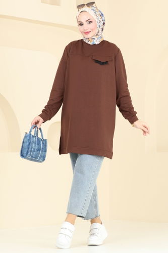 moda selvim Tunic 799OZN1046 Brown - Thumbnail