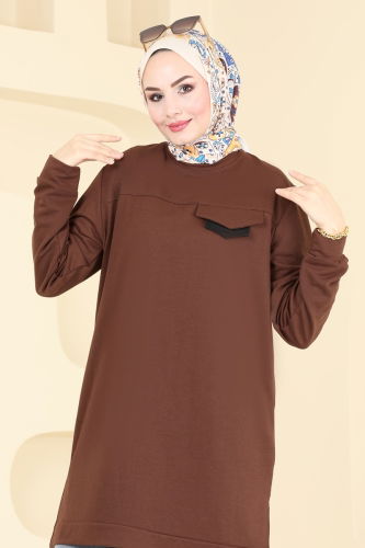 moda selvim Tunic 799OZN1046 Brown - Thumbnail