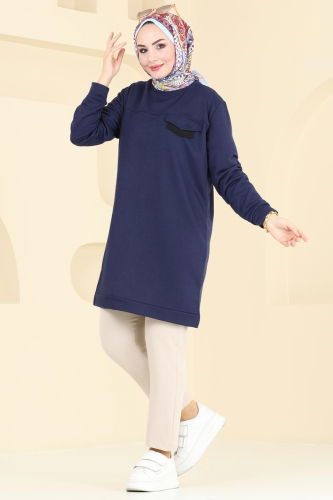 moda selvim Tunic 799OZN1046 Light Navy Blue - Thumbnail