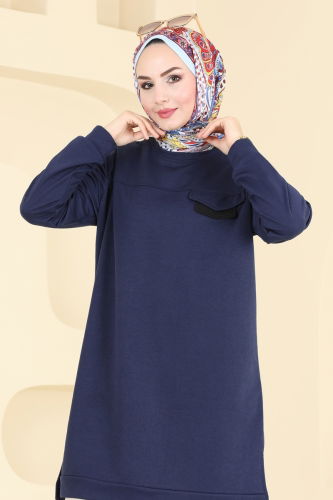 moda selvim Tunic 799OZN1046 Light Navy Blue - Thumbnail