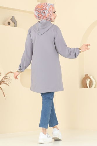 moda selvim Tunic 806OZN1046 Gray - Thumbnail