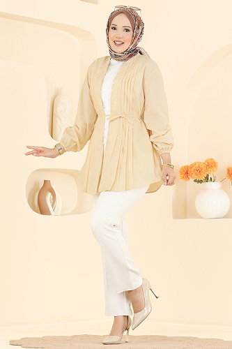 moda selvim Tunic 8080ERK1158 Cream - Thumbnail