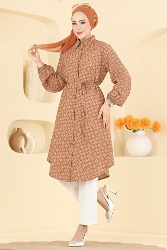 moda selvim Tunic 8081ERK1158 Latte - Thumbnail